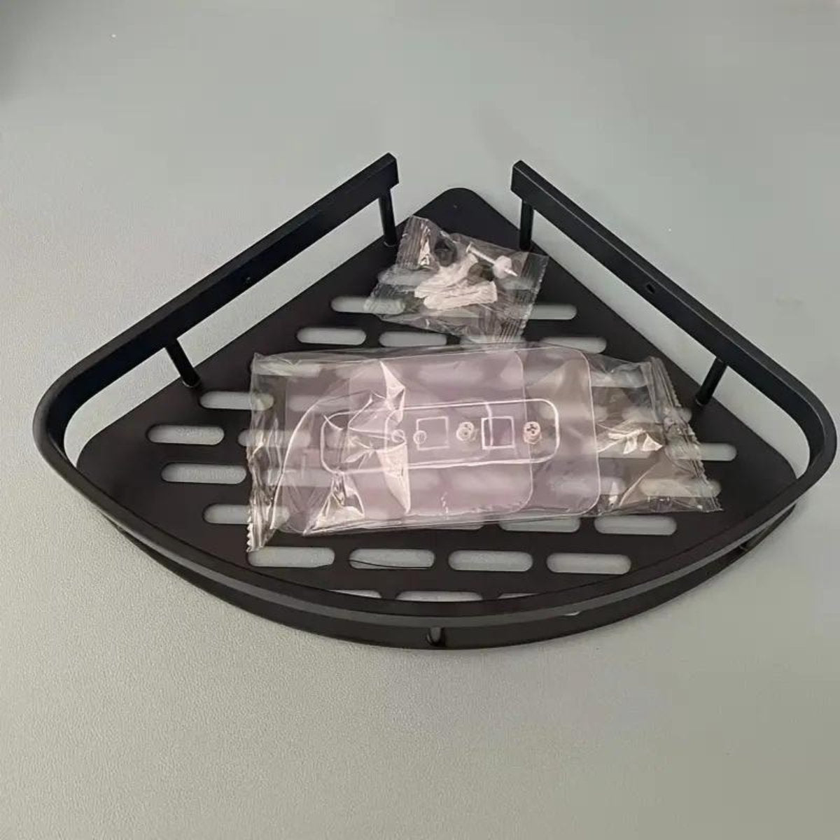 Prateleiras Preta de Canto Banheiro Porta Shampoo em Alumínio