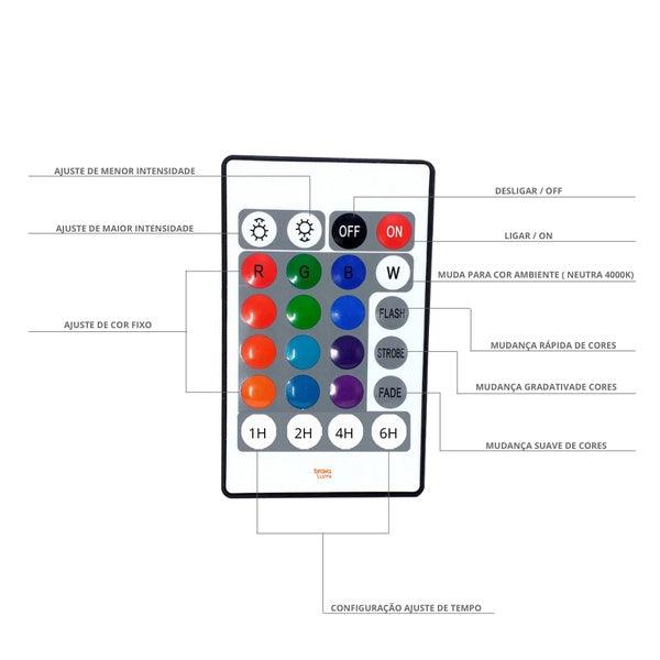 Luminária de Mesa - Decori   com Controle - 13 Cores