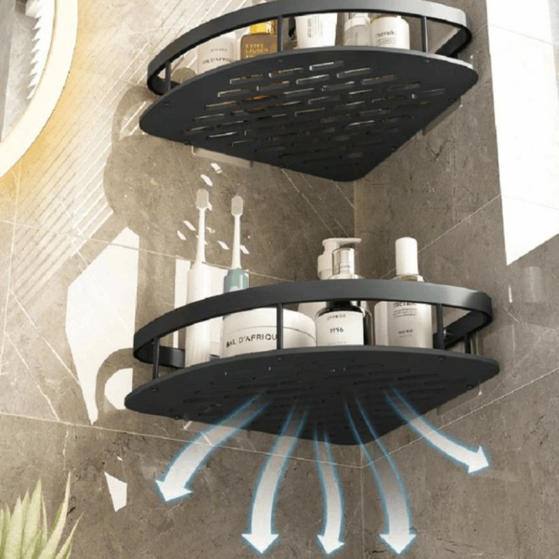 Prateleiras Preta de Canto Banheiro Porta Shampoo em Alumínio
